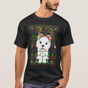 Ugly Xmas Sweater Style Lights Samoyed Dog Christm