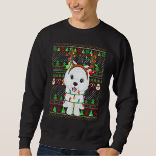 Ugly Xmas Sweater Style Lights Samoyed Dog Christm