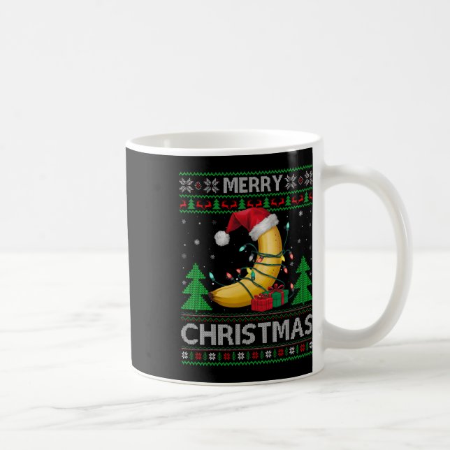 Ugly Xmas Sweater Style Lights Santa Banana Christ Coffee Mug (Right)