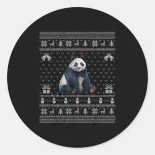 Ugly Xmas Sweater Style Panda Reindeer Christmas  Classic Round Sticker