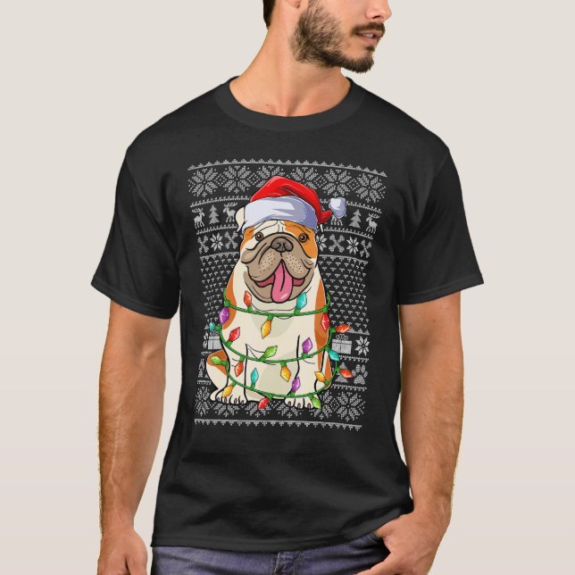 Ugly Xmas Sweater Style Santa American Bulldog Chr (Front)