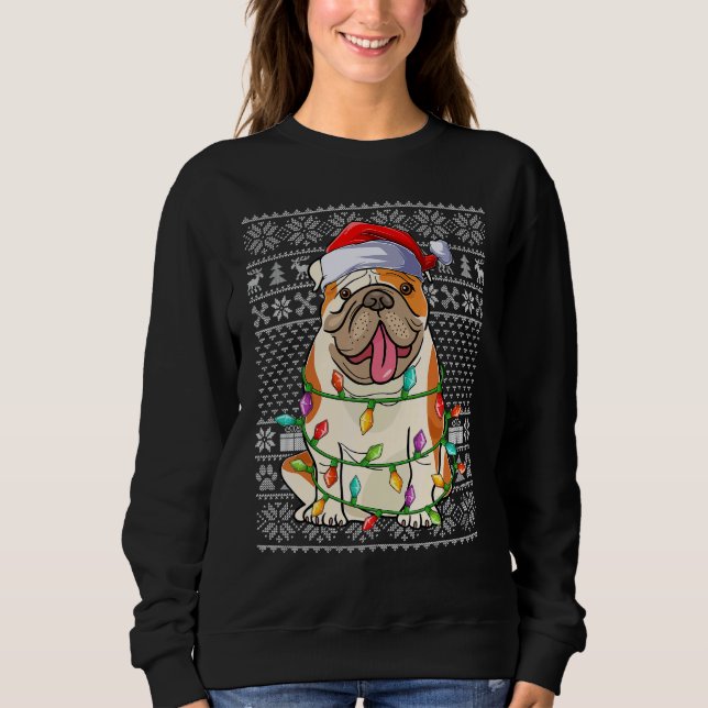 Ugly Xmas Sweater Style Santa American Bulldog Chr (Front)
