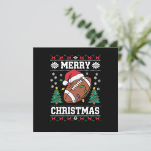 Ugly Xmas Sweater Style Santa American Football  Holiday Card
