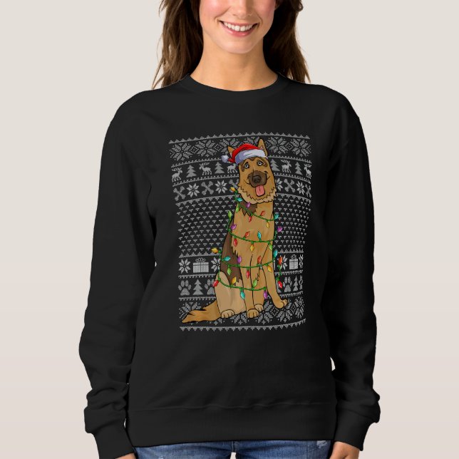 Ugly Xmas Sweater Style Santa Belgian Malinois Dog (Front)