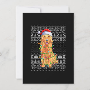 Ugly Xmas Sweater Style Santa Golden Retriever Dog Invitation