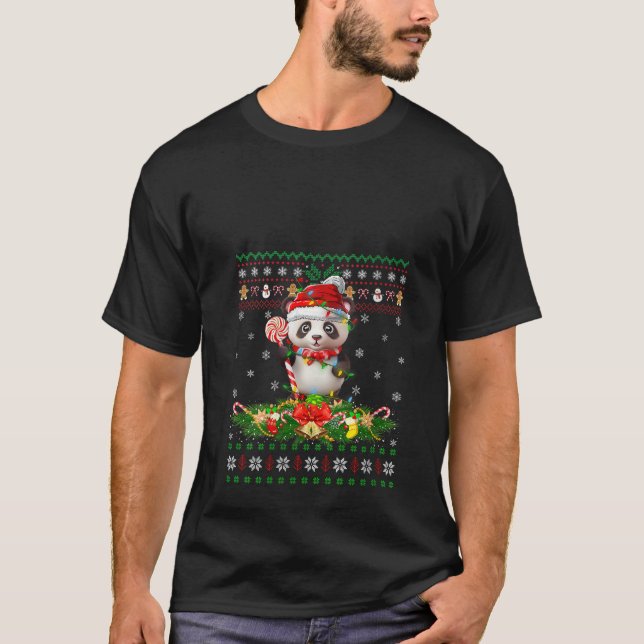 Ugly Xmas Sweater Style Santa Panda Christmas V Ne (Front)