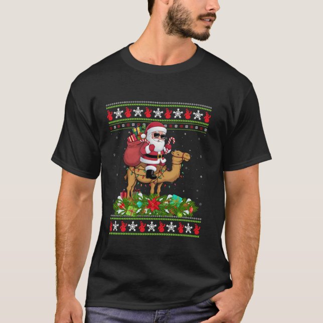 Ugly Xmas Sweater Style Santa Riding Camel Christm (Front)