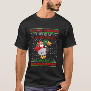 Ugly Xmas Sweater Style Santa Riding Duck Christma