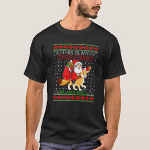 Ugly Xmas Sweater Style Santa Riding Fennec Fox Ch