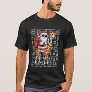 Ugly Xmas Sweater Style Santa Riding Giraffe Chris