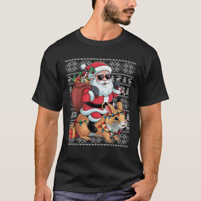 Ugly Xmas Sweater Style Santa Riding Pika Christma (Front)