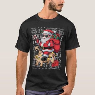 Ugly Xmas Sweater Style Santa Riding Pug Dogs Chri