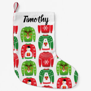 Ugly Xmas Sweaters Polar Bear Snowman Rudolf Red Small Christmas Stocking