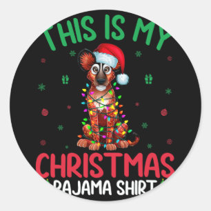 Ugly Xmas Tree Lights Santa African Wild Dog Chris Classic Round Sticker