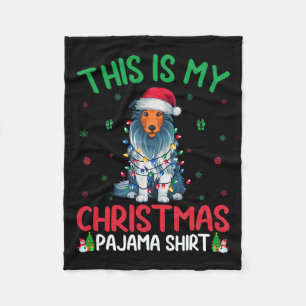Ugly Xmas Tree Lights Santa Bearded Collie Dog Chr Fleece Blanket