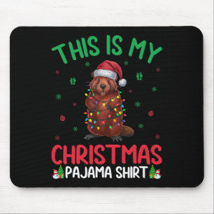 Ugly Xmas Tree Lights Santa Beaver Christmas Pajam Mouse Pad