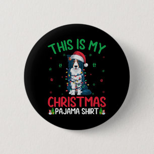 Ugly Xmas Tree Lights Santa Border Collie Dog Chri 6 Cm Round Badge