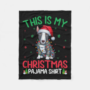 Ugly Xmas Tree Lights Santa Bull Terrier Dog Chris Fleece Blanket