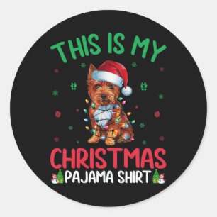 Ugly Xmas Tree Lights Santa Cairn Terrier Dog Chri Classic Round Sticker