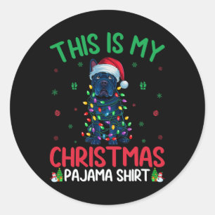Ugly Xmas Tree Lights Santa Cane Corso Dog Christm Classic Round Sticker