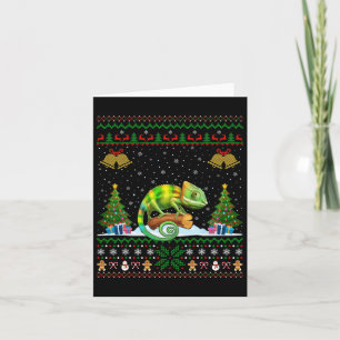 Ugly Xmas Tree Lights Santa Hat Chameleon Christma Card