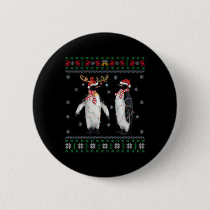 Ugly Xmas Tree Lights Santa Hat Penguin Bird Chris 6 Cm Round Badge