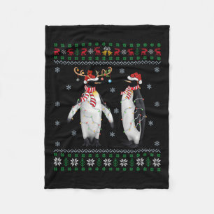 Ugly Xmas Tree Lights Santa Hat Penguin Bird Chris Fleece Blanket