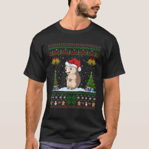 Ugly Xmas Tree Lights Santa Hat Porcupine Christma T-Shirt