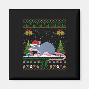Ugly Xmas Tree Lights Santa Hat Rat Christmas  Magnet