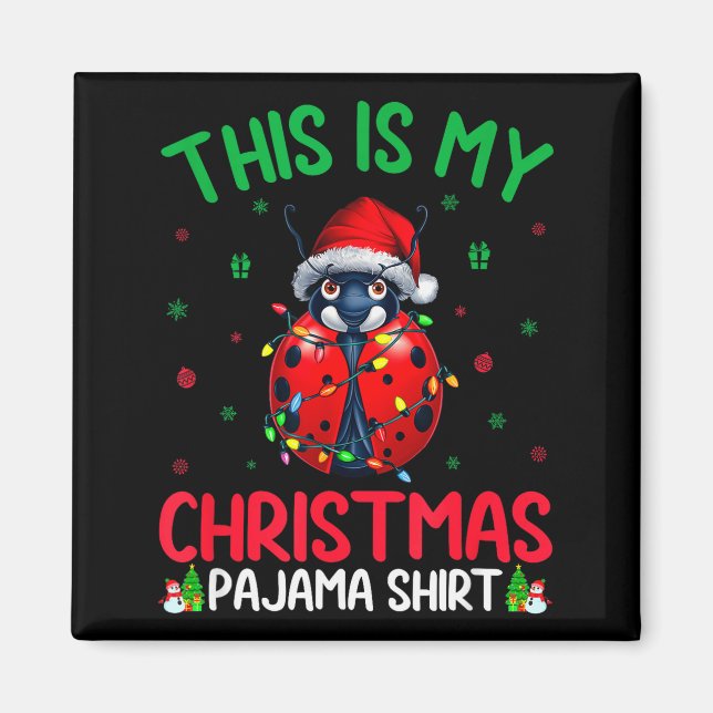 Ugly Xmas Tree Lights Santa Ladybug Christmas Paja Magnet (Front)