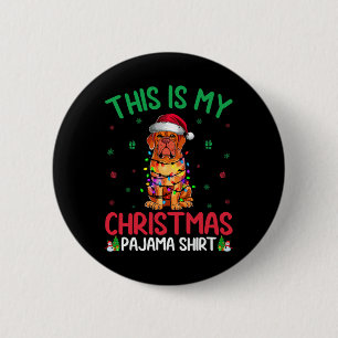 Ugly Xmas Tree Santa Dogue De Bordeaux Dog Christm 6 Cm Round Badge