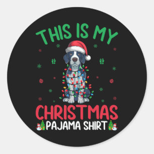 Ugly Xmas Tree Santa English Pointer Dog Christmas Classic Round Sticker