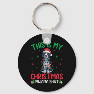 Ugly Xmas Tree Santa English Pointer Dog Christmas Key Ring