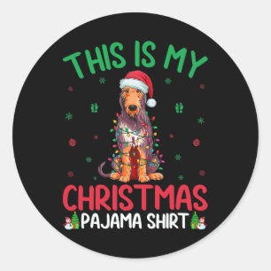 Ugly Xmas Tree Santa Irish Wolfhound Dog Christmas Classic Round Sticker