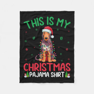 Ugly Xmas Tree Santa Irish Wolfhound Dog Christmas Fleece Blanket