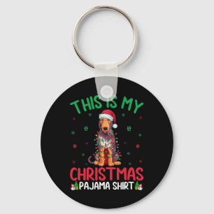 Ugly Xmas Tree Santa Irish Wolfhound Dog Christmas Key Ring
