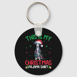 Ugly Xmas Tree Santa Italian Greyhound Dog Christm Key Ring