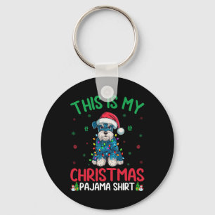 Ugly Xmas Tree Santa Miniature Schnauzer Dog Chris Key Ring