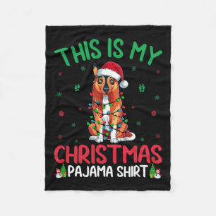 Ugly Xmas Tree Santa Norwegian Elkhound Dog Christ Fleece Blanket