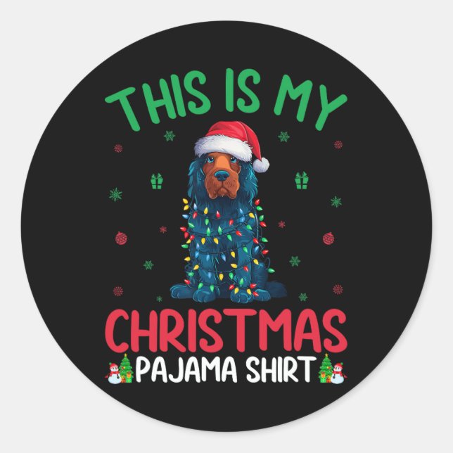 Ugly Xmas Tree Santa Portuguese Water Dog Christma Classic Round Sticker (Front)