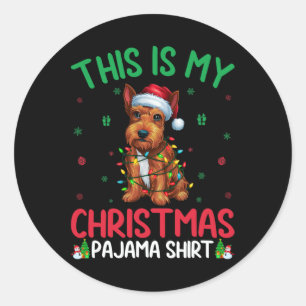 Ugly Xmas Tree Santa Scottish Terrier Dog Christma Classic Round Sticker