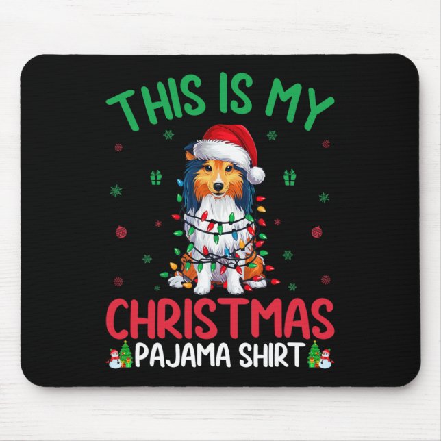 Ugly Xmas Tree Santa Shetland Sheepdog Dog Christm Mouse Pad (Front)