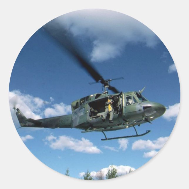 UH1 50 HELICOPTER CLASSIC ROUND STICKER (Front)