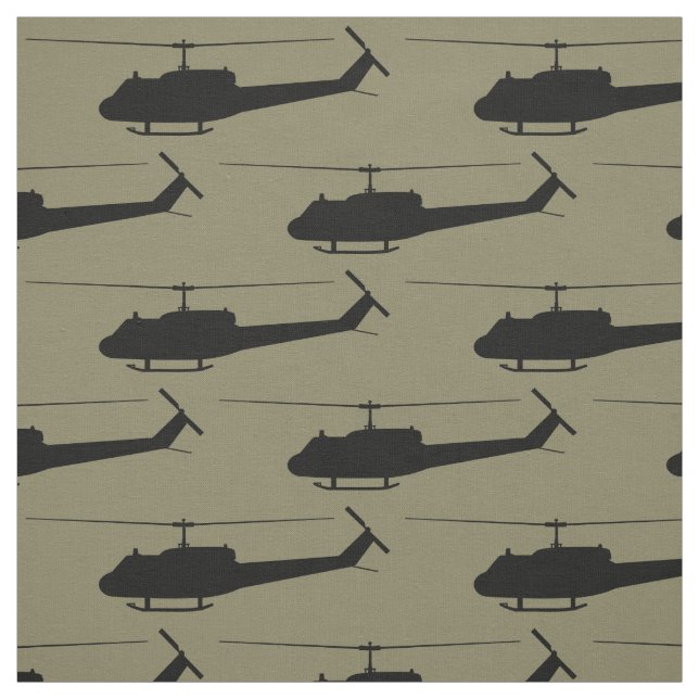 UH-1 Huey Black Silhouette Fabric (Swatch)