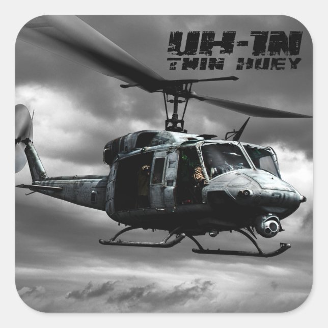 UH-1N Twin Huey Square Sticker (Front)