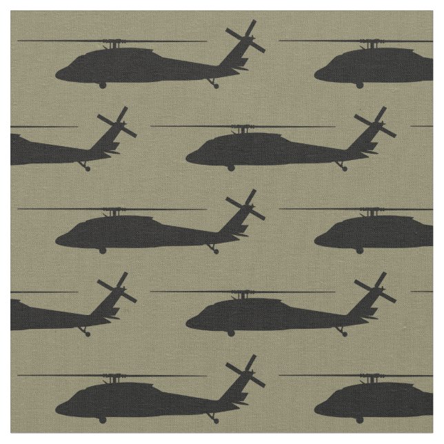 UH-60 BlackHawk Helicopter Black Silhouette Fabric (Close Up)
