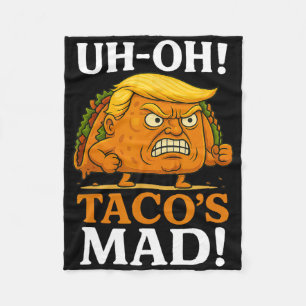 Uh Oh Taco's Mad Orange Faced Taco  Fleece Blanket