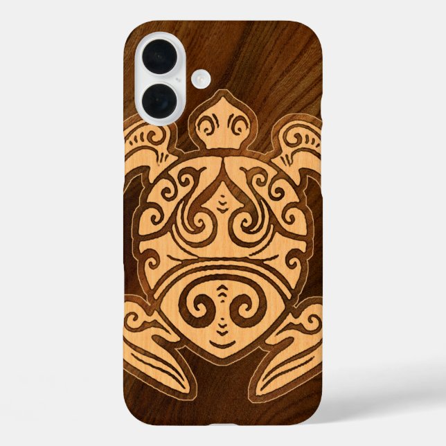 Uhane u’i Honu Faux Wood Hawaiian Turtle Case-Mate Case-Mate iPhone Case (Back)