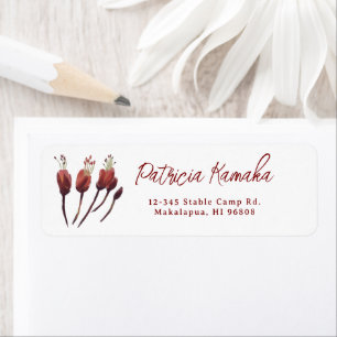 Uhiuhi Blossom Rare Native Hawaiian Elegant Floral Return Address Label