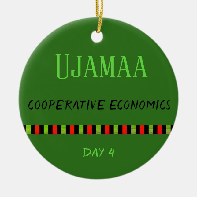 Ujamaa - Kwanzaa Day 4 Green Ceramic Ornament (Front)